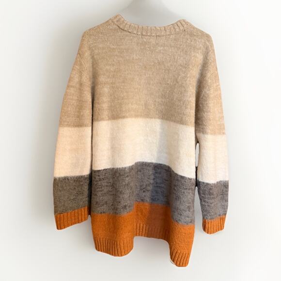 Universal Thread Color Block Pullover Knit Sweater Medium Women’s Tan Orange - Picture 2 of 3